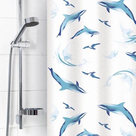 Штора для ванной 180*180см полиэтилен ДЕЛЬФИН белые (40)