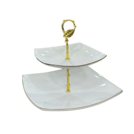 Этажерка сервировочная 2 яруса 18,5/26см стеклокерамика FJ2C+G (12)