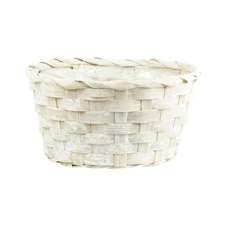 Корзина плетеная D19*H9см бамбук белый плошка (180)
