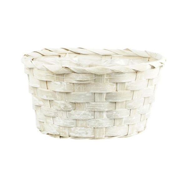 Корзина плетеная D19*H9см бамбук белый плошка (180)