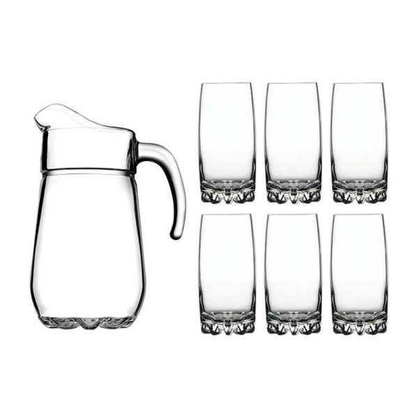 Набор питьевой 7пр стекло СИЛЬВАНА (кувшин 1,35л, стаканы 390мл 6шт) (4)