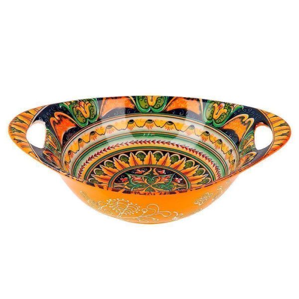 Салатник 22*15,5см фарфор Arabesque оранжевый овальный с ручками (48)