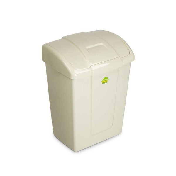 Контейнер для мусора 23л 332*269*452мм пластик ФОРТЕ слоновая кость с подвижной крышкой (5)