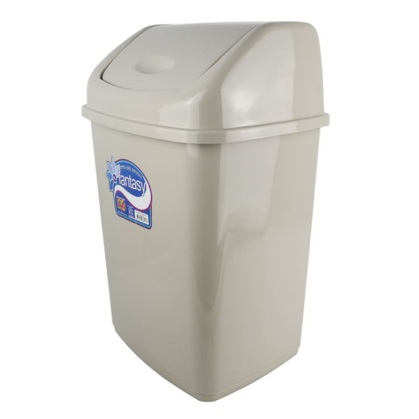 Контейнер для мусора 18л пластик ФАНТАЗИЯ №3 песочный с подвижной крышкой Т-006 (12) (УРНА №3)