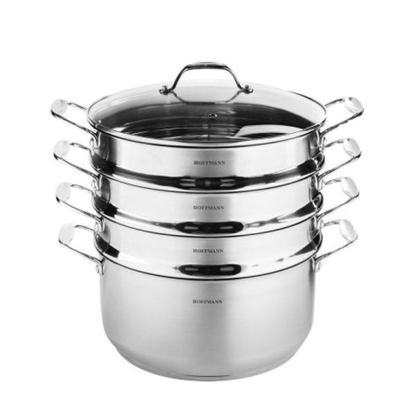 Пароварка 3-х уровневая 8,3л нерж.сталь с сеткой и крышкой 28см (2)