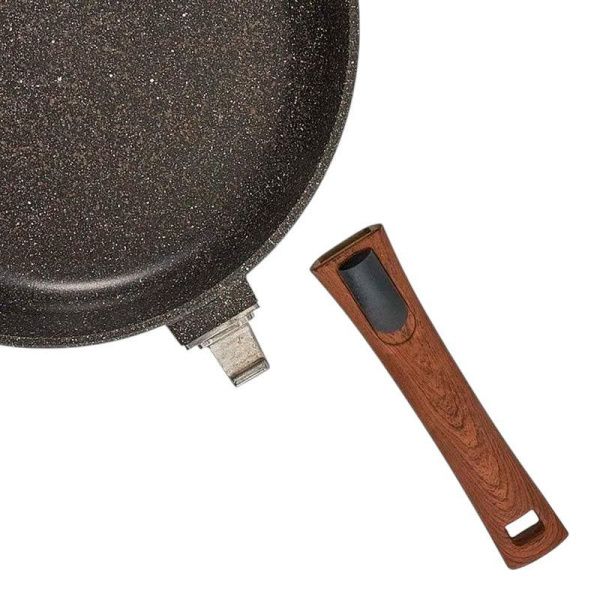 Сковорода-сотейник 26см алюминий АП МЕГАЛИТ 18 стекл.крышка съем.ручка soft-touch Гранит (4)