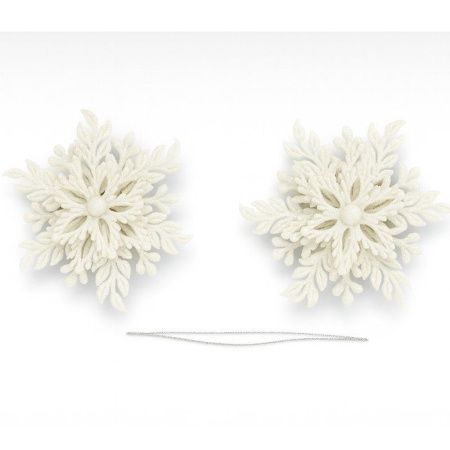 Игрушки новогодние на елку СНЕЖИНКА набор 2шт 12см пластик белый OSXM-24344/JC-16492 (400)