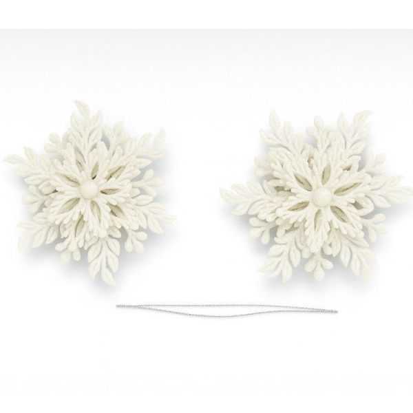 Игрушки новогодние на елку СНЕЖИНКА набор 2шт 12см пластик белый OSXM-24344/JC-16492 (400)