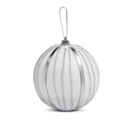 Игрушка новогодняя на елку ШАР 10см пластик серебряный JC-14997 (216)