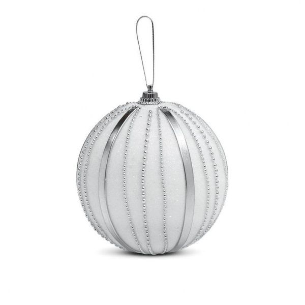 Игрушка новогодняя на елку ШАР 10см пластик серебряный JC-14997 (216)