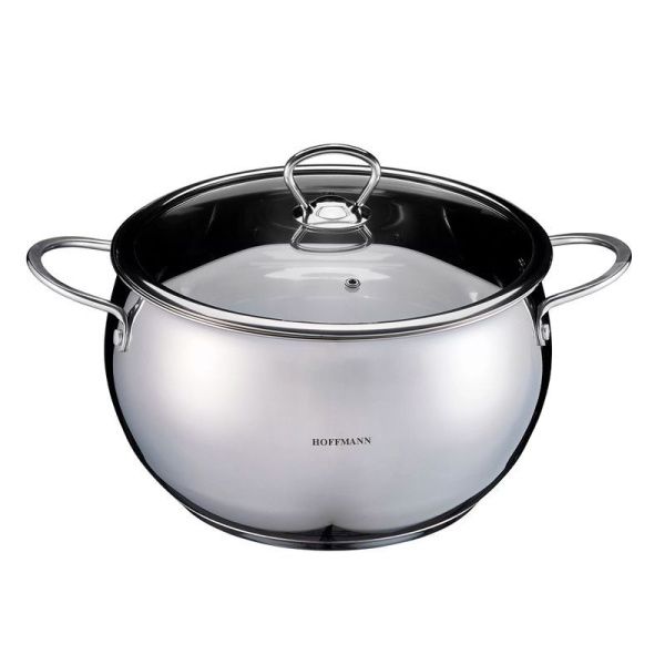 Кастрюля 6,5л нерж.сталь со стекл.крышкой 24см 3-х сл.капс.дно (6)