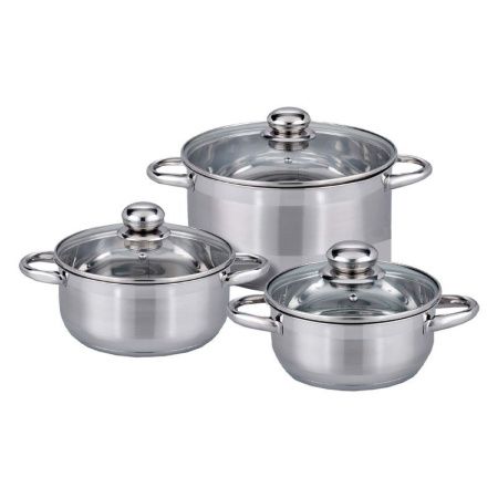 Набор кастрюль 3пр к. 3,8/5,5/8л нерж.сталь DL-6207 (2)