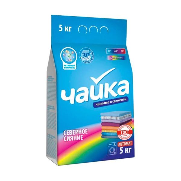 Порошок стиральный 5кг ЧАЙКА Северное сияние для цветного белья автомат (3)