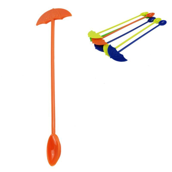 Ложки для коктейля ЗОНТИКИ 19см 6шт. цветные (400)