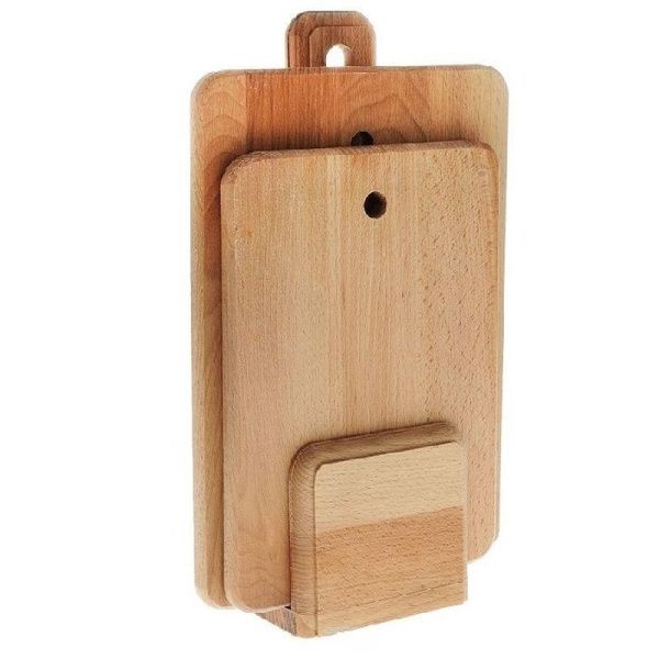 Доска разделочная набор 2пр 35*25/30*21см бук ХОЗЯЮШКА в кассете полубочка 30-2 (5)