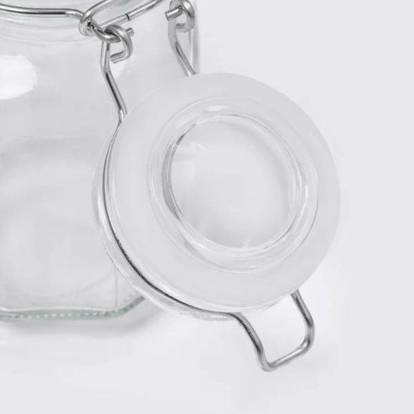 Банка для сыпучих продуктов 100мл стекло с фиксатором JC-15964 (144)