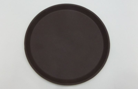 Поднос 28см стекловолокно коричневый прорезиненный круглый JC-3771 (25)