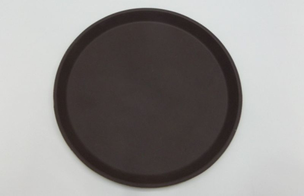 Поднос 28см стекловолокно коричневый прорезиненный круглый JC-3771 (25)