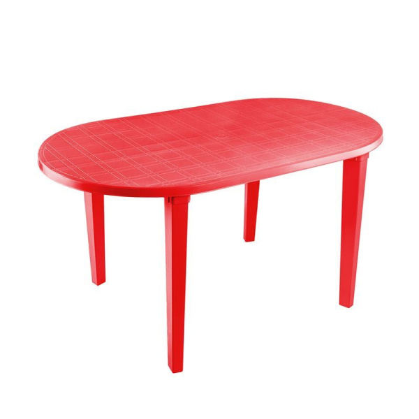 Стол овальный 1400*800*710мм пластик красный (1)