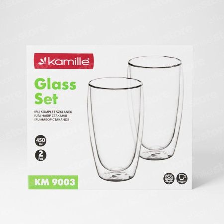 Стаканы с двойными стенками набор 2шт 450мл стекло (24)