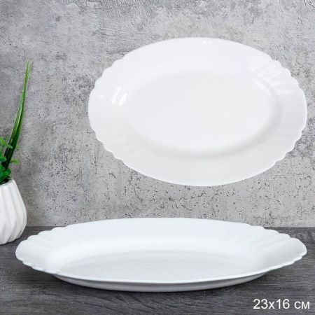 Блюдо 22,8см стеклокерамика глубокое овальное FLX-90 (WHITE) (6/48)