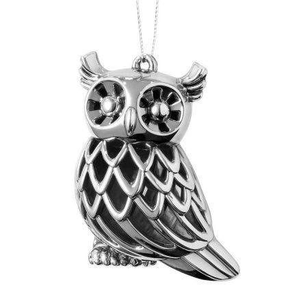 Игрушка новогодняя на елку СОВА 19*7,5см серебро LF-7064S/JC-16251 (600)