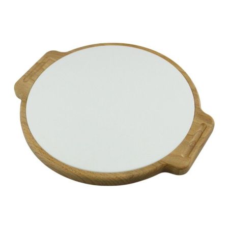 Доска разделочная бук 28*25*2см круглая с ручками с камнем К-8 (5)