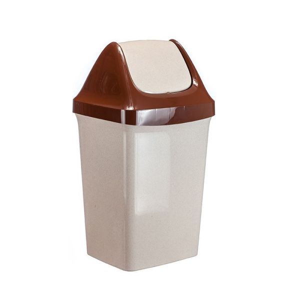 Контейнер для мусора 25л пластик СВИНГ Бежевый мрамор с подвижной крышкой  (5)