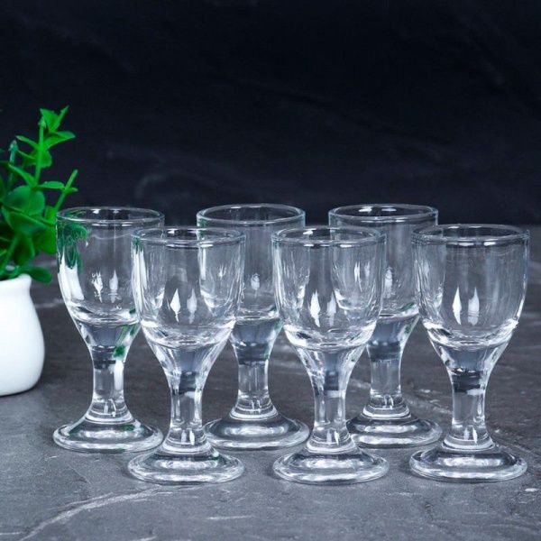 Рюмки набор 6шт 10мл стекло МИНЗУРКА гладкая BХ-11 (48)