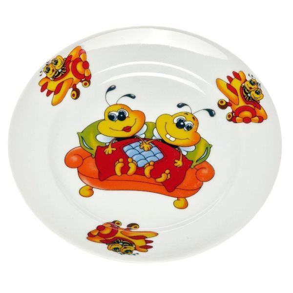 Тарелка детская мелкая 20см фарфор ПЧЕЛЫ (20)