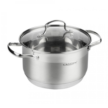 Кастрюля 4,6л h13см нерж.сталь ГАММА стекл.крышка d22см индукция КТ20-D-22 (4)