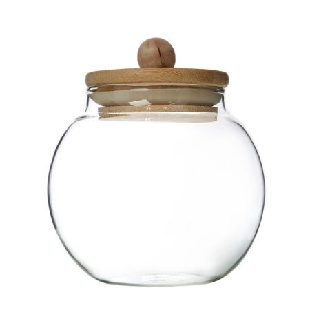 Банка для сыпучих продуктов 400мл стекло с дер.крышкой GT-SWY-10 (100)