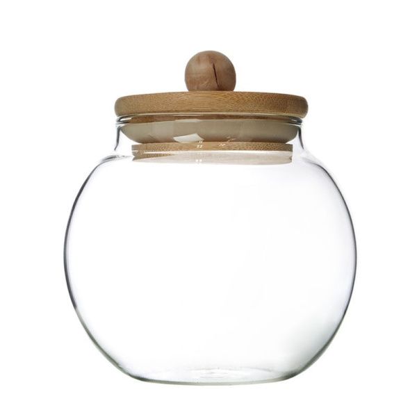 Банка для сыпучих продуктов 400мл стекло с дер.крышкой GT-SWY-10 (100)