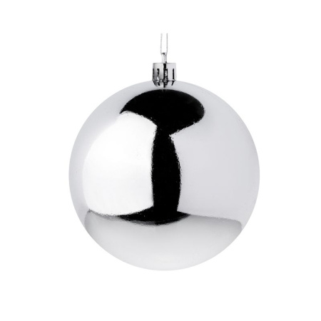 Игрушка новогодняя на елку ШАР 10см пластик серебро
