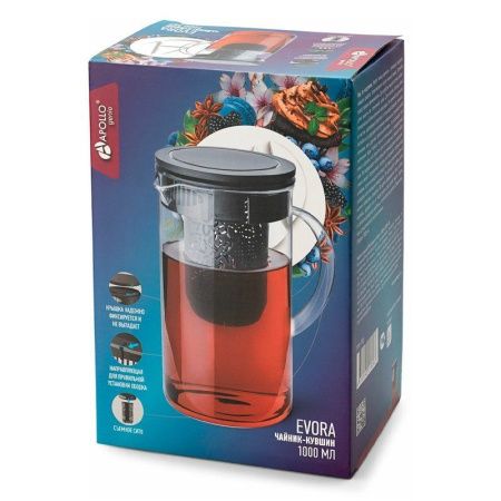 Чайник заварочный 1000мл пластик/стекло Evora EVR-100 (12)
