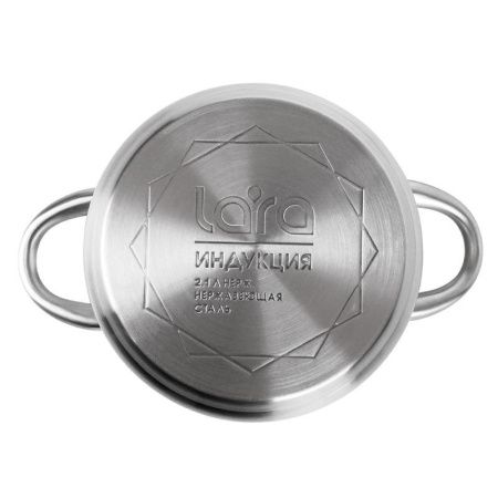 Кастрюля 3,9л 20*12,5см нерж.сталь АФИНА стекл. крышка капсулированное индукционное дно LR02-268