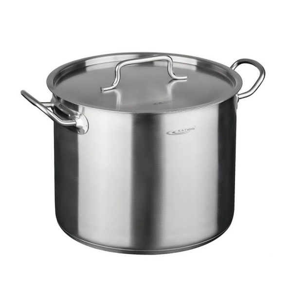 Кастрюля 15л нерж.сталь ОБЩЕПИТ-ШЕФ мет.крышка d30см h22см толщина стенок 0,8мм КТ-ОБ-15 (1)