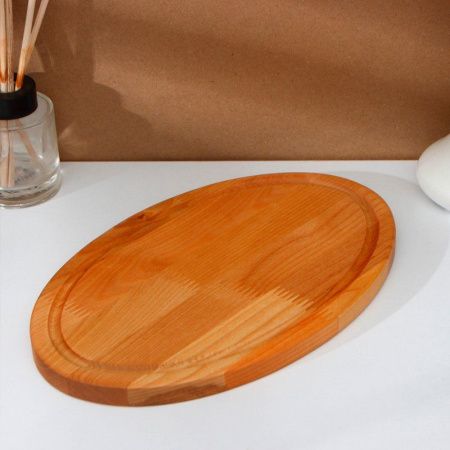 Доска разделочная 28*18*1,8см береза пропитана минеральным маслом овальная (50)