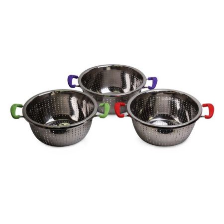 Дуршлаг 26см нерж.сталь с 2-мя силикон.ручками зеленый, красный, фиолетовый арт. 4359 (40)