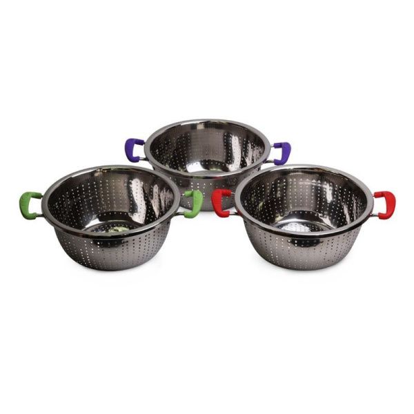 Дуршлаг 26см нерж.сталь с 2-мя силикон.ручками зеленый, красный, фиолетовый арт. 4359 (40)