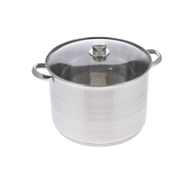 Кастрюля 15,5л нерж.сталь со стекл.крышкой 30*23см арт.5406 (4)