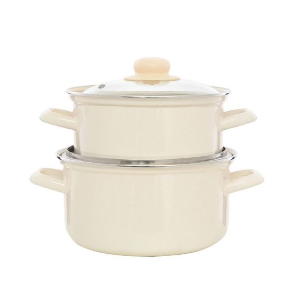 Набор кастрюль 2пр 2/3л эмаль ЖЕМЧУЖНАЯ цилиндрический (1)