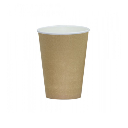 Стакан бумажный 300мл d90мм 1-слойный для горячего крафт бежевый (1000)