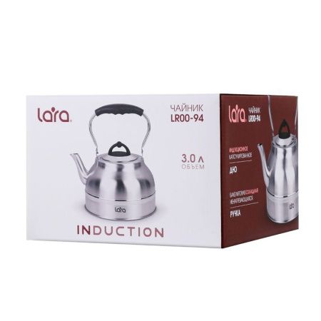 Чайник 3л нерж.сталь подвижн.бакелит.ручка, индукц.капс.дно LR00-94 (12)