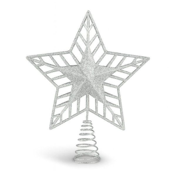 Верхушка на елку ЗВЕЗДА 24*20см металл серебро OSAD24-191/JC-16385 (102)