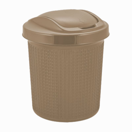 Контейнер для мусора 12л 28*28*33,2см пластик Soul кофейный с подвижной крышкой (8)