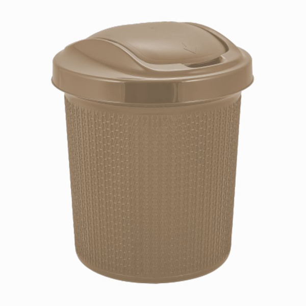 Контейнер для мусора 12л 28*28*33,2см пластик Soul кофейный с подвижной крышкой (8)