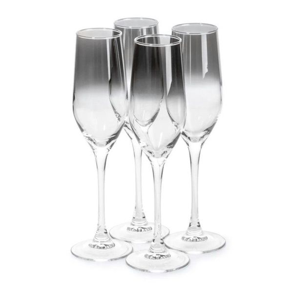 Бокалы для шампанского набор 4шт 160мл стекло СЕРЕБРЯНАЯ ДЫМКА (6)