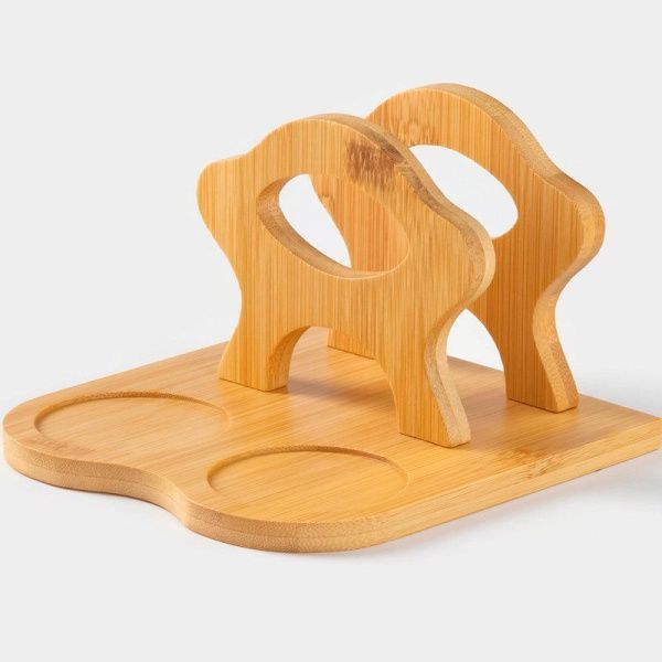 Набор для специй 3пр (солонка, перечница, салфетница) фарфор на дерев подставке Bella Tenero (36)