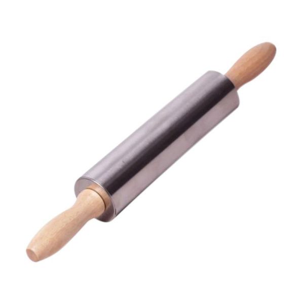 Скалка вращающаяся 38см металл с дер.ручками арт.7777 (48)